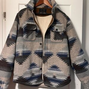 Men's JACH’s Sherpa-Lined Wool Jacket Tan Aztec M